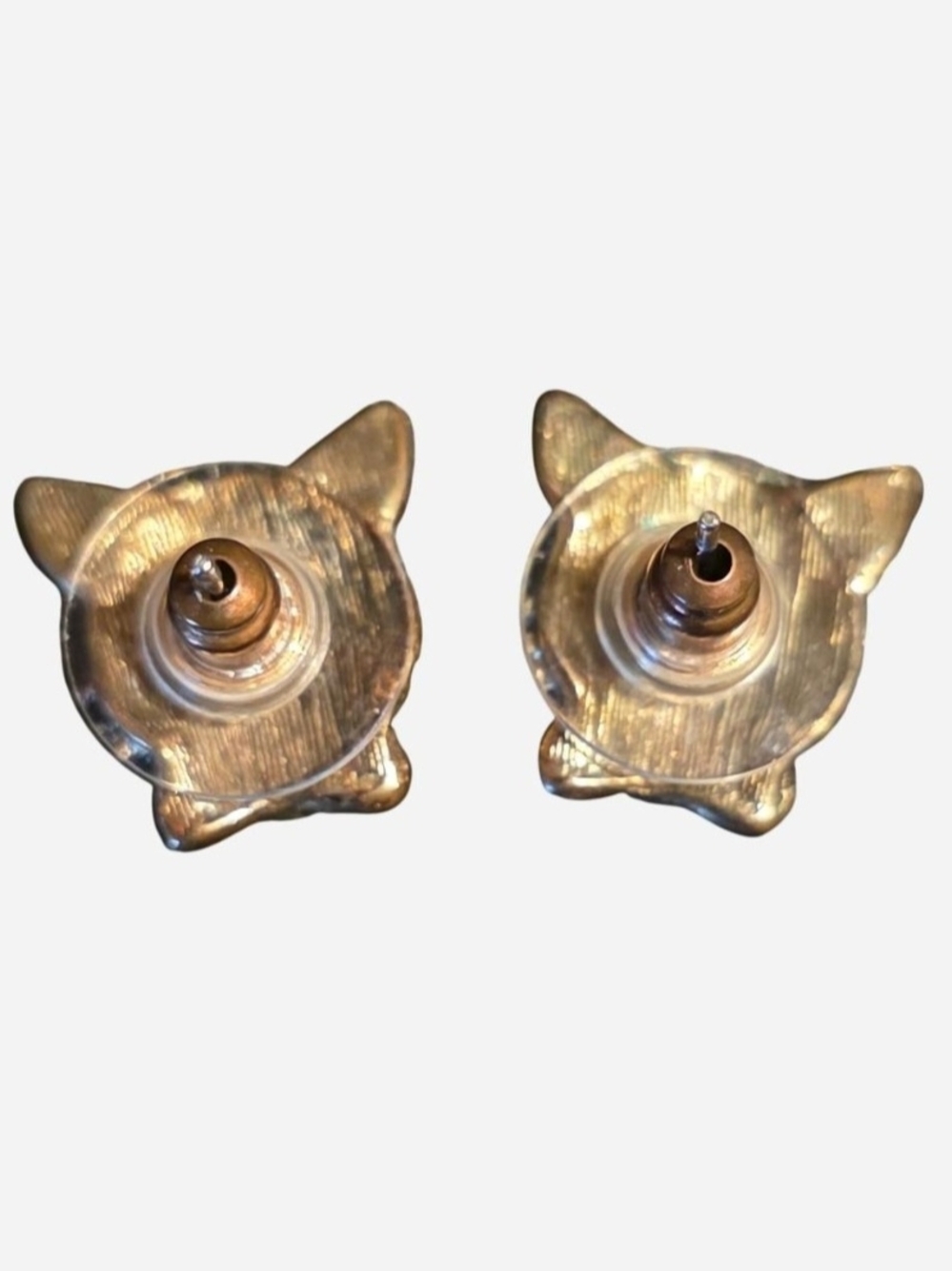 Betsey Johnson Black Enamel Cat Brooch & Stud Earrings w/Red Crystals Bows Heart - Picture 5 of 6